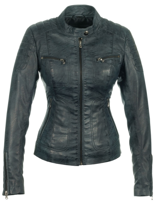 biker jacket imitation leather ladies blue Miami Versano