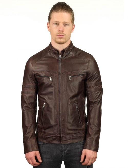 Leather jacket men Versano TR43 Brown