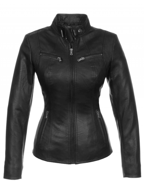 imitation leather jacket ladies black 315 Versano