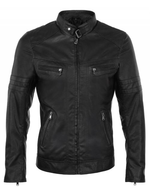 Imitation leather jacket men black TRR 43 Versano