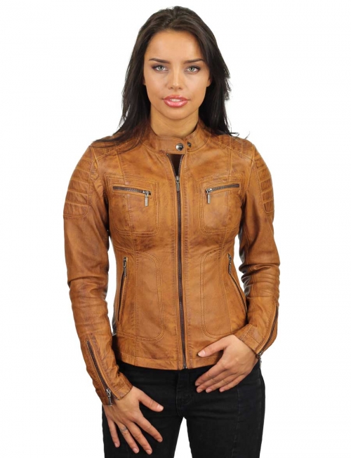 leather-jacket-ladies-cognac-biker-jacket-miami-versano-front-closed
