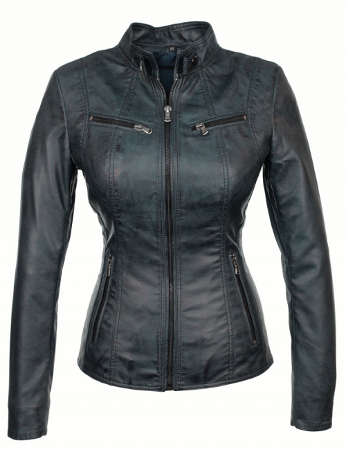 Imitation leather jacket ladies blue 315 Versano