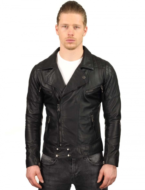 Leather men's jacket Versano TR40 Black