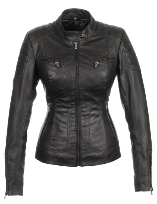 Imitation leather ladies jacket black Miami Versano