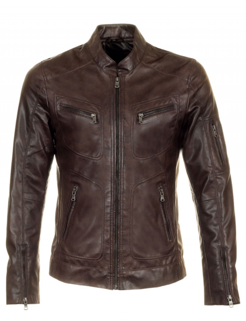 chaqueta de cuero sintético para hombre marrón TRR 36 Versano