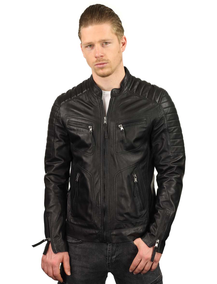 imitation leather jacket men black TRR 36 B Versano