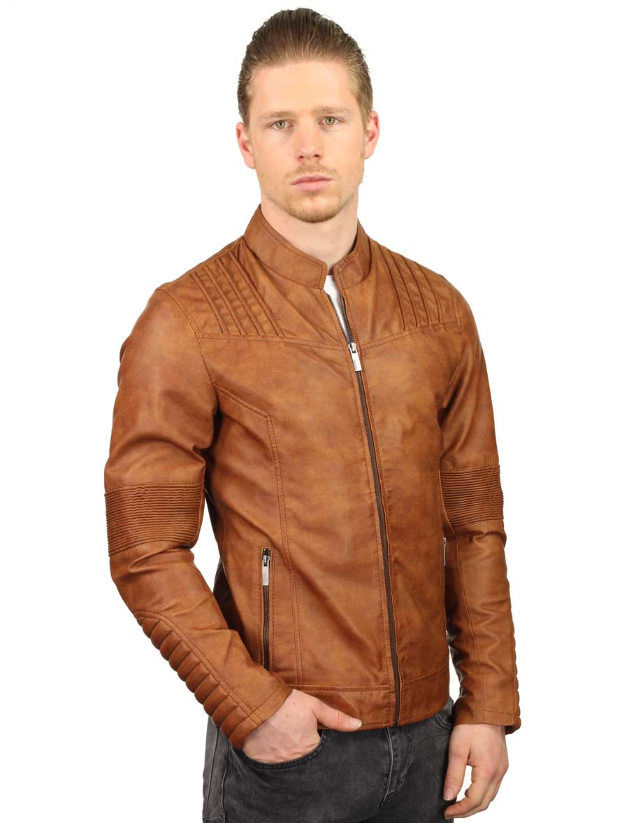 men's biker jacket imitation leather cognac TRR 47 Versano