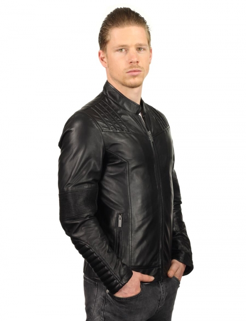 men's imitation leather jacket black TRR 47 Versano
