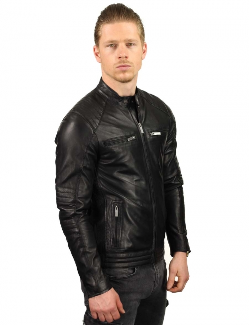 chaqueta de hombre de imitación de cuero negro TRR 46 Versano
