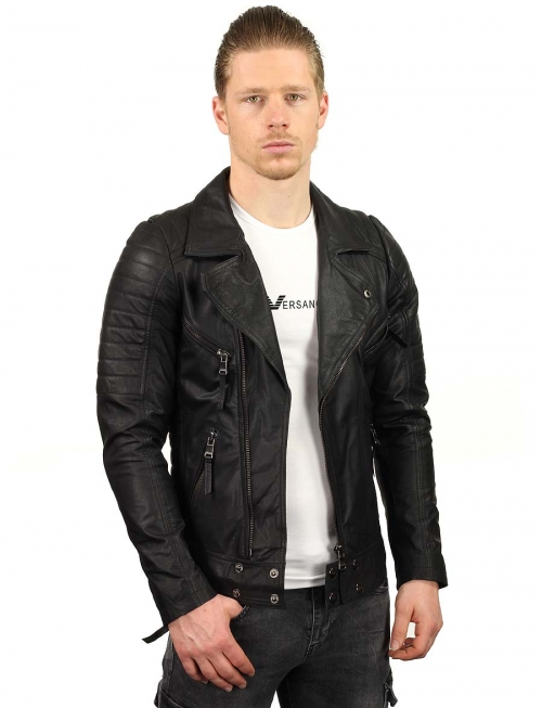 imitation leather Biker jacket men black TR50 Versano