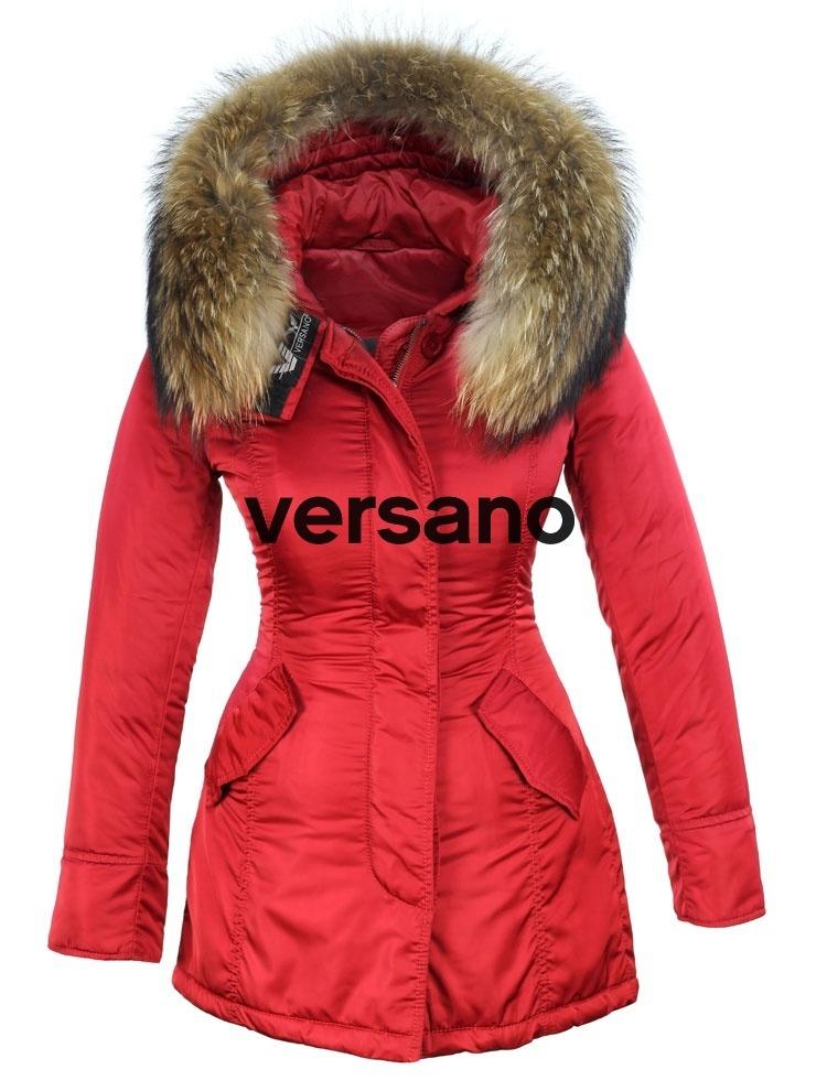 Versano Ladies Winter Coat With Fur Collar Rani Red