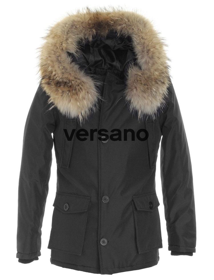Versano Men's winter jacket with Fur collar Hogun Black