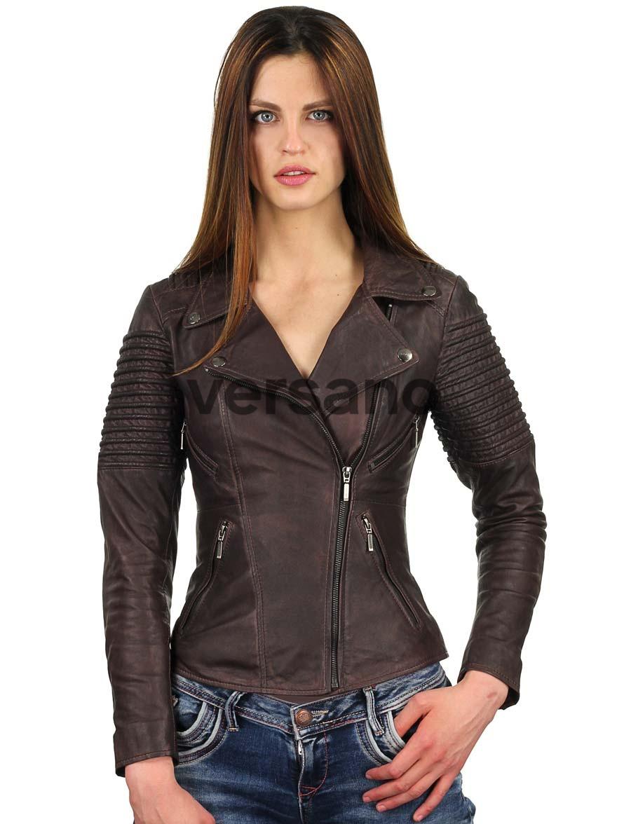 biker-jacket-ladies-brown-versano-343-model 3