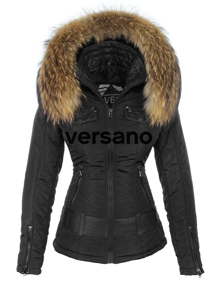 Versano Ladies Winter Coat With Fur Collar Claudia Black
