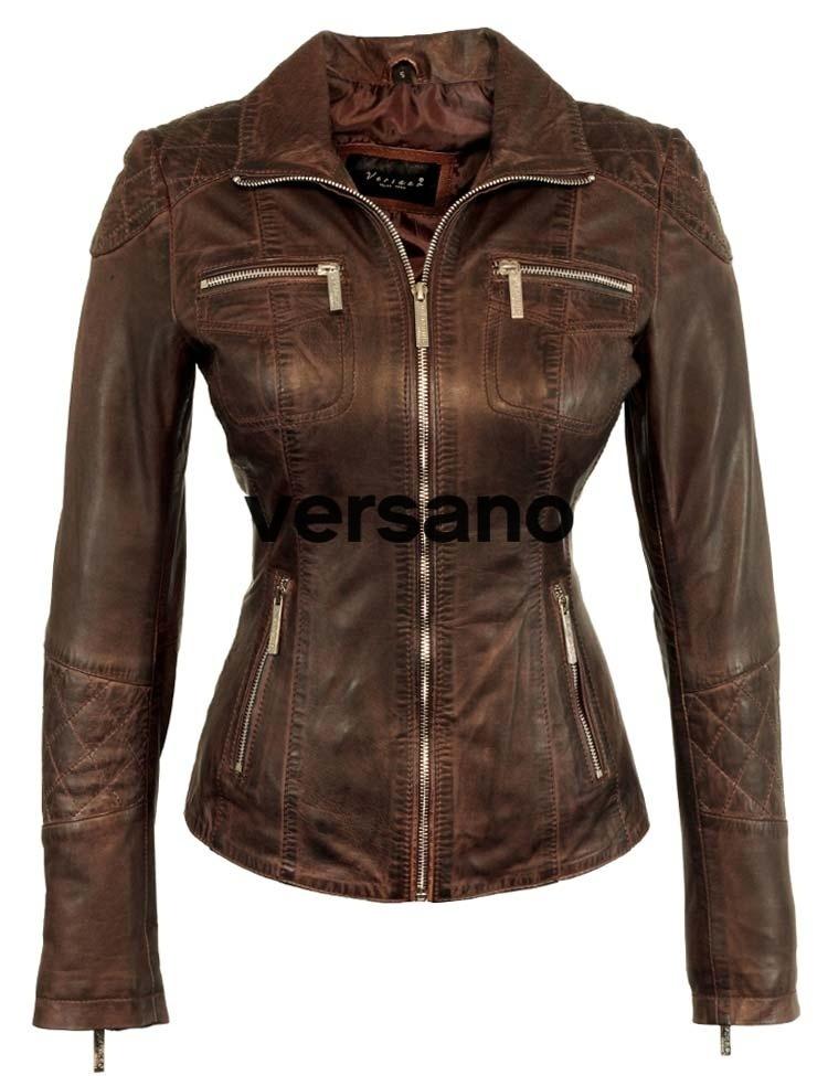 Leather Jacket Ladies Versano 340 Brown