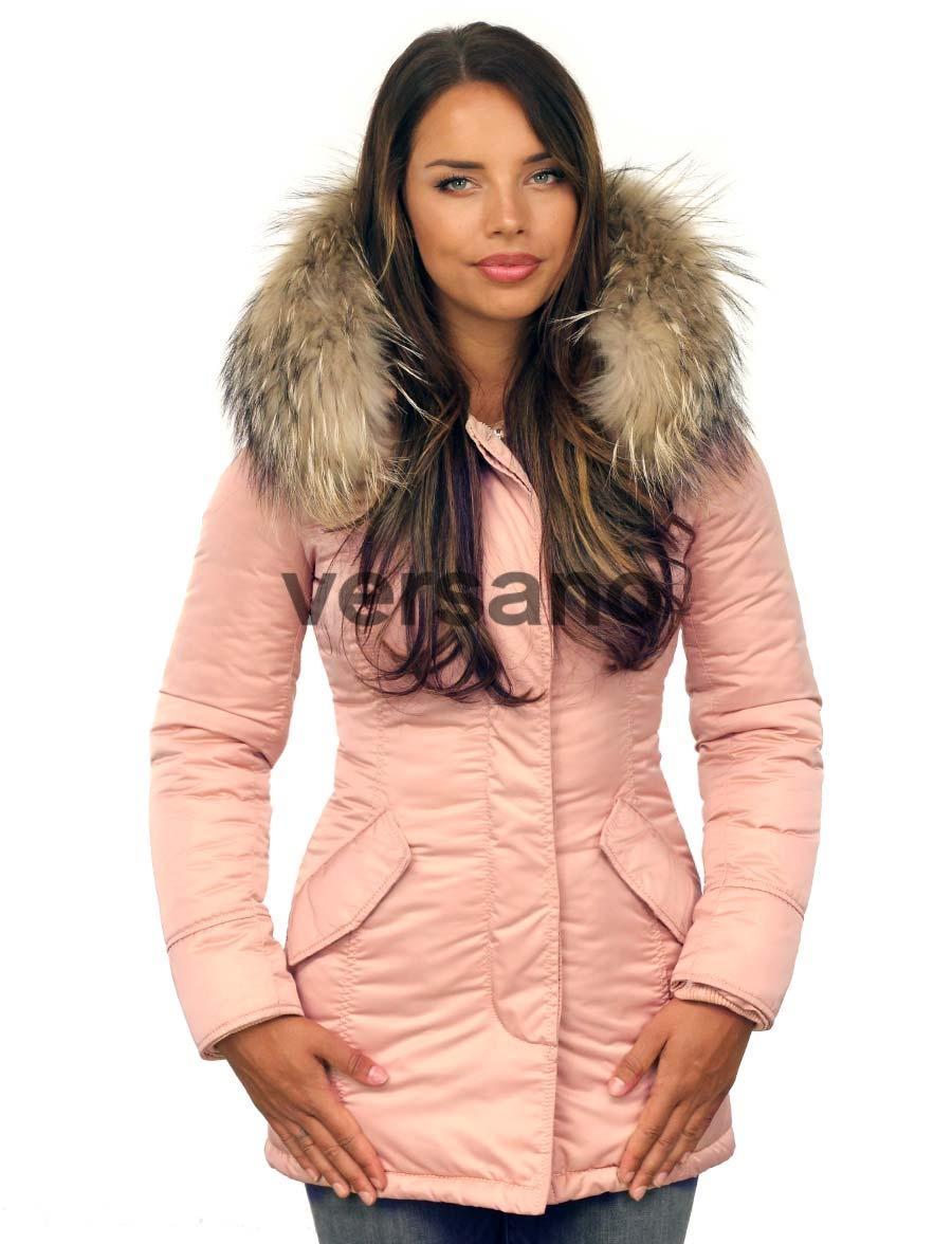 Manteau d'hiver pour femme Versano avec col en fourrure Rani Rose