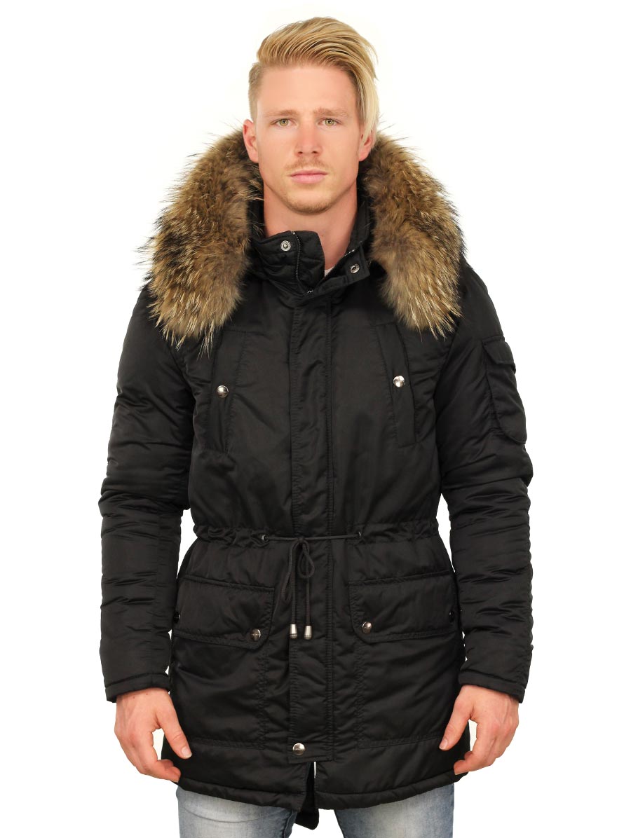 medium length winter coat black Thompson Versano