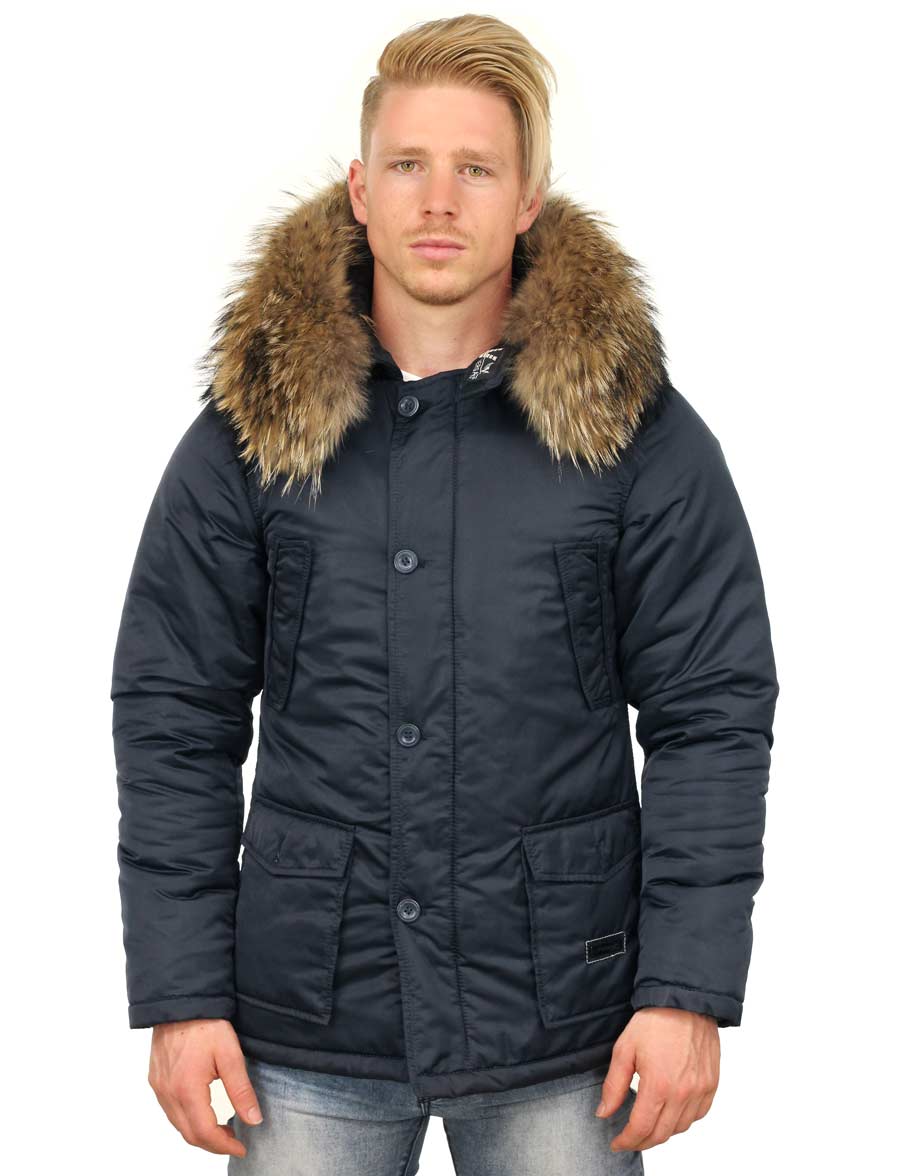 veste d'hiver pour hommes avec col en fourrure Hogun blue Versano