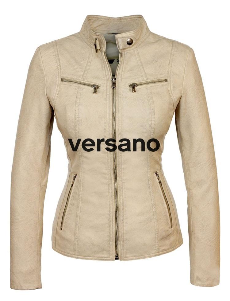 Imitation leather jacket ladies Versano LR 315 Beige