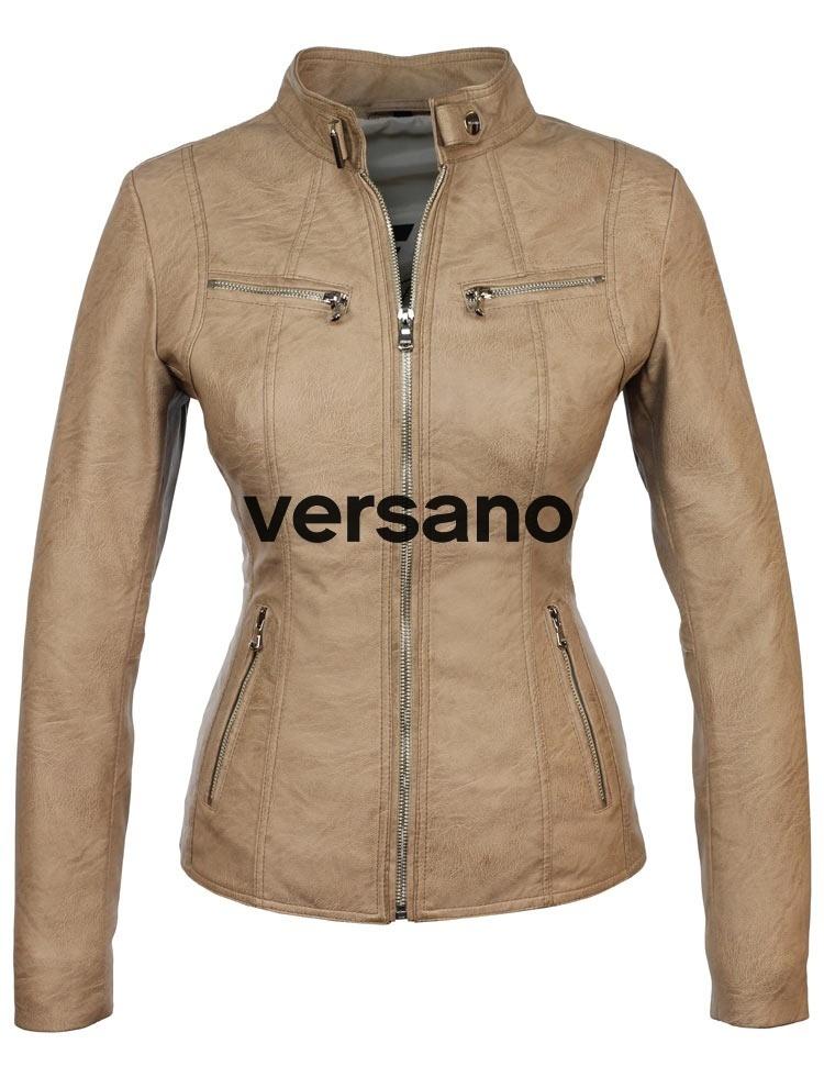 Imitation leather jacket ladies Versano LR 315 Camel