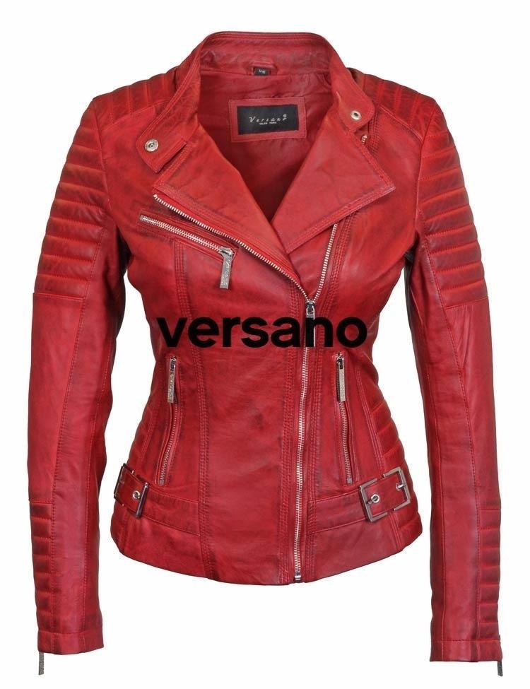 Ladies leather jacket Versano 311 Red