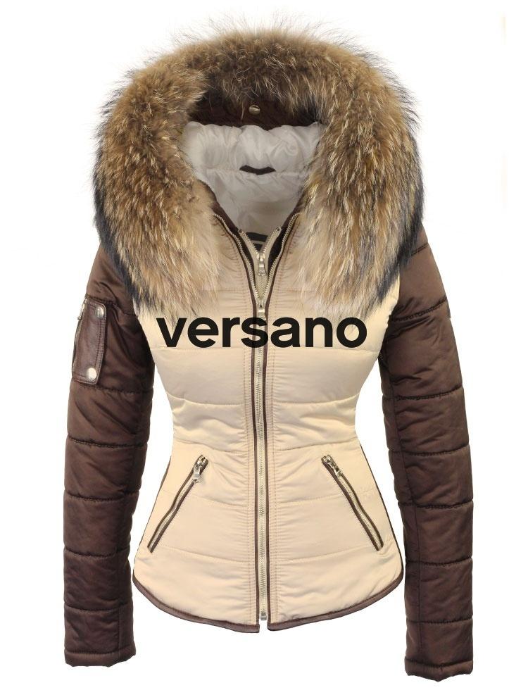 Abrigo de invierno Versano para mujer con cuello de piel Shamila beige marrón