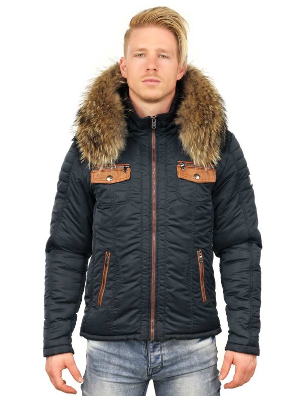 Versano Men's winter jacket with Fur collar Roger Blue