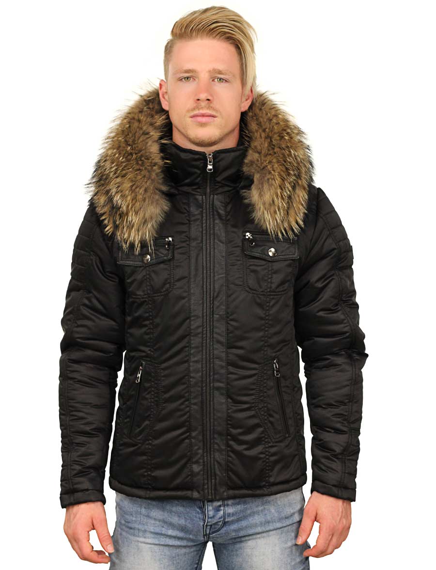 Versano Men's winter coat with Roger Black fur collar