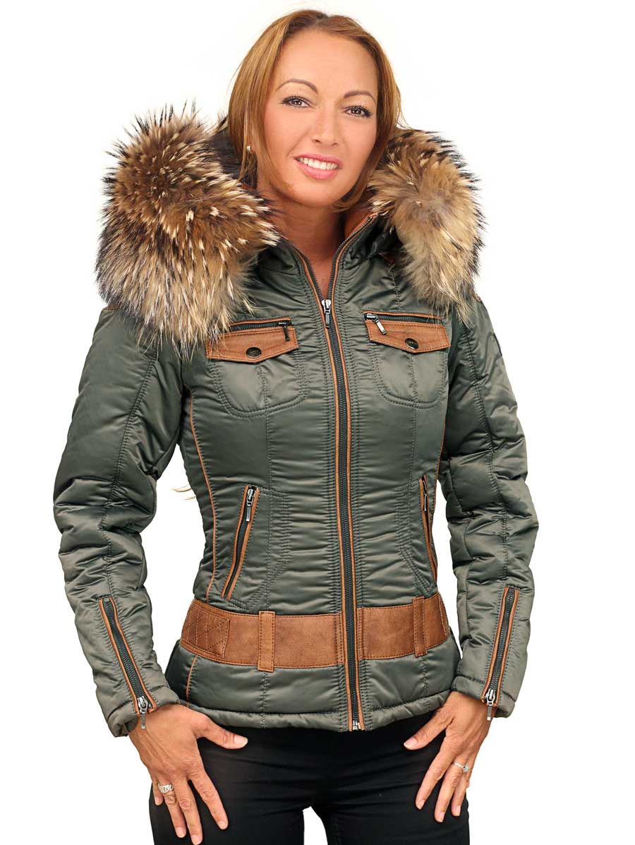 manteau d'hiver court pour femme vert armée Claudia Versano