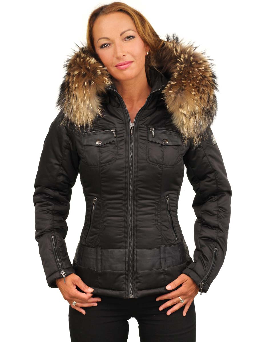 Versano Ladies Winter Coat With Fur Collar Claudia Black