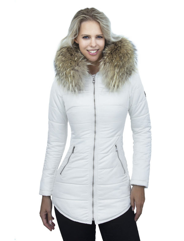 Manteau d'hiver pour femme avec col en fourrure Jenny blanc Versano