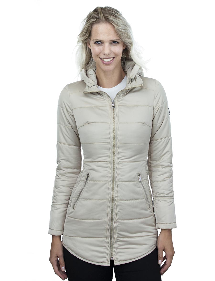 abrigo de invierno de mujer con cuello de piel Jenny beige Versano