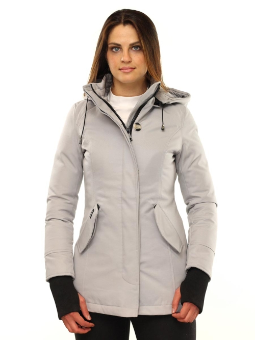 Parka ladies 2 pocket winter coat gray with fur collar Rani N Versano