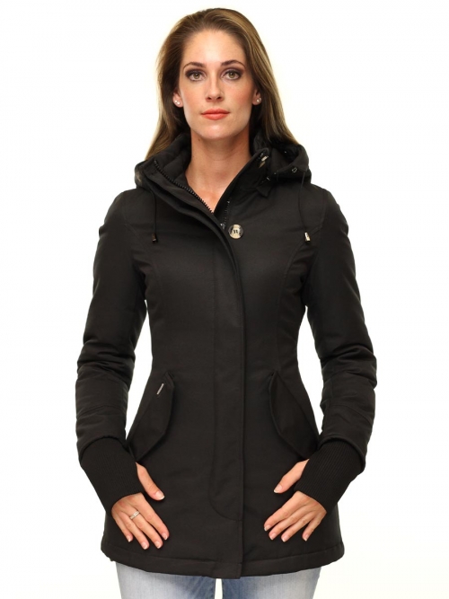 Women's parka winter jacket with fur collar Rani N black Versano
