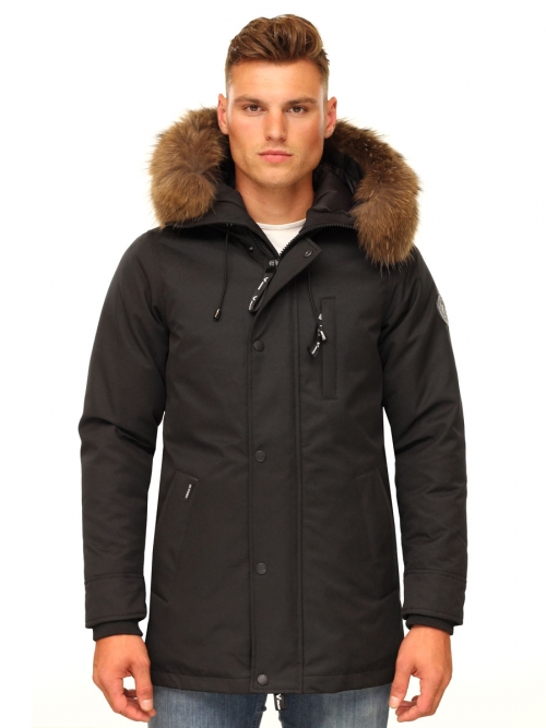 parka winter jacket men medium length Thomas N black Versano