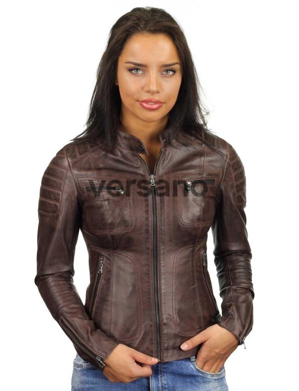 leather-jacket-ladies-brown-biker-jacket-miami-versano-front-closed