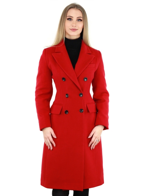 Ladies wool coat red Valentina Versano