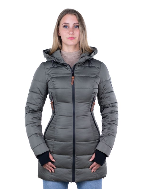 ladies winter jacket medium length with fur collar Sky (new generation) green Versano